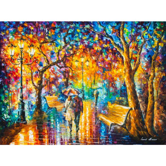 alley by the lake, alley by the lake Leonid Afremov, Leonid Afremov alley by the lake